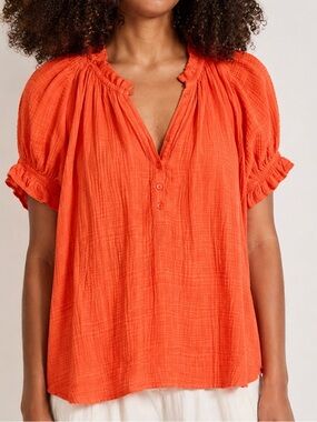 Apiece Apart Kasin flowy Cotton Gauze Top Rosewood Orange size XS